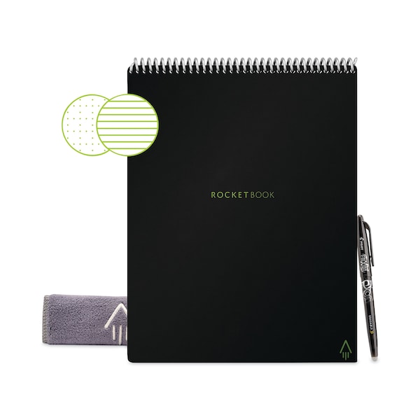 Rocketbook Flip Smart Notepad, Black Cover, Lined/Dot Grid Rule, 8.5 x 11, White, 16 Sheets FLP-L-RC-A - main